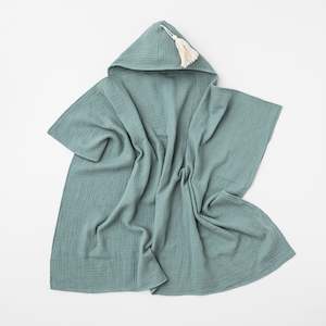 Hooded Towel with Tassel in Sage