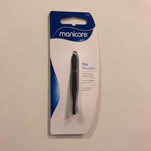 MANICARE Flat Tweezers - Matt Coated Black