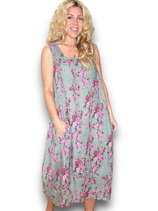 Helga May Maxi Tank Dress: Far Away Rose - Forest