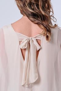 Clothing: The Italian Closet: Bowtiful Silk batwing with bow back - Beige