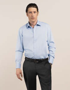 London Long Sleeve Shirt: Fine Twill - Light Blue