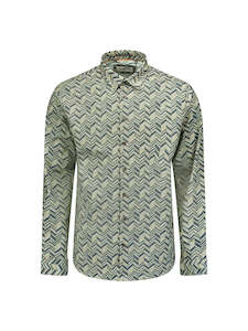 No Excess Long Sleeve Shirt: Art Deco Geo - Pacific