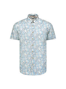 No Excess Short Sleeve Shirt: Jewel Print - Aqua