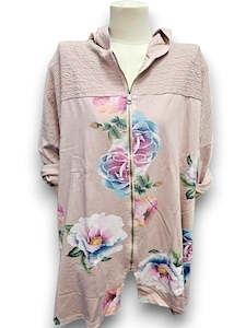 Clothing: Helga May Patchwork Hoodie: Ombre Peony - Baby Pink