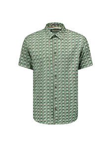 No Excess Short Sleeve Shirt: Art Deco - Green