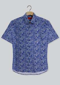 R.F. Scott Field Short Sleeve Shirt: Abstract Floral - Baltic