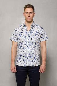 Cutler & Co Brody Short Sleeve Shirt: Geo Print - Sky