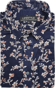 Bamboo Cartoon Short Sleeve Shirt - Navy Blossoms