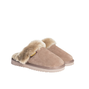 Juliet Sheepskin & Suede Slide Ladies Slipper - Stone