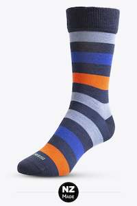 Clothing: Merino Unisex  Comfort Top Dress Sock: Bold Stripe - Royal Blue