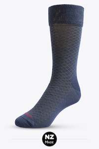 Merino Unisex Comfort Top Dress Sock: Classic Diamond - Navy