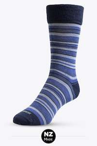 Merino Unisex Comfort Top Dress Sock: Distinctive Stripe - Navy