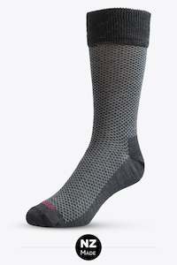 Merino Unisex Comfort Top Dress Sock: Crosshatch - Black