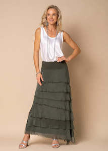 Clothing: Fifi Silk Skirt in Khaki