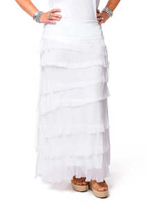 Clothing: Fifi Silk Layer Skirt - White