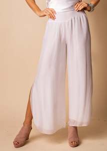 New Gia Silk Pants - White