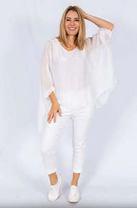 The Italian Closet - Allegra Silk Batwing - White