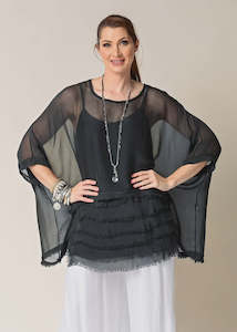 Farah Silk Top in Granite