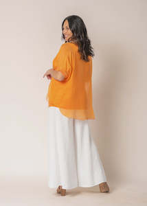 Mimi Silk Top in Sunset Orange