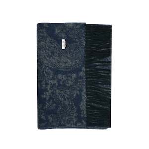 100% Lambs Wool Scarf - Printed Navy