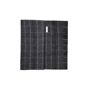 Clothing: 100% Lambs Wool Scarf - Classic Charcoal Check