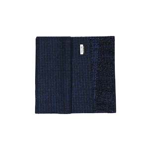 Clothing: 100% Lambs Wool Scarf - Deep Blue Panel Check