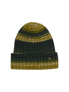 No Excess Ribbed Beanie: Stripe - Dark Green