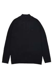 R.F. Scott 100% Merino Wool Zip Neck Knit: Parker - Black