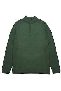 R.F. Scott 100% Merino Wool Zip Neck Knit: Parker - Forest