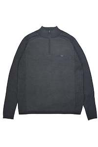 R.F. Scott 100% Merino Wool Zip Neck Knit: Parker - Lead