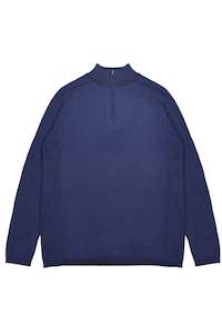 R.F. Scott 100% Merino Wool Zip Neck Knit: Parker - Navy