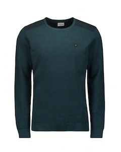 No Excess Crew Neck Pull Over - 2 Jacquard : Ocean