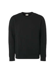 No Excess Sweatshirt Crew Neck Solid Jacquard - Dark Ocean