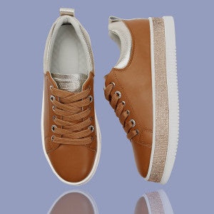 Clothing: Tan Leather Gemstone Sole Sneakers