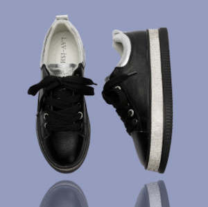 Black Leather Gemstone Sole Sneakers