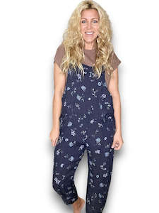 Helga May Linen Jumpsuit: Windy Bloom - Navy