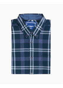 Ohope Long Sleeve Shirt - Navy & Teal Check