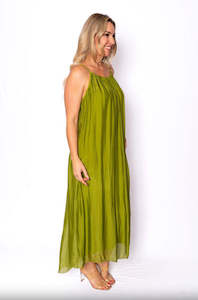 Clothing: The Italian Closet: Adelina Silk Maxi Dress - Olive