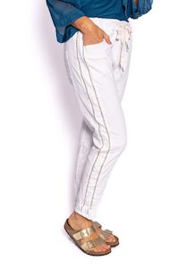 The Italian Closet: Latymer - White Diamante Stretch Pant