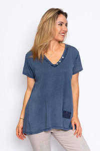 The Italian Closet: Cielo 100% Cold Wash Cotton Tee - Navy