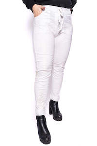 The Italian Closet: Lumen Light Stretch Shimmer Pants - White