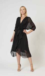 La Strada: Silk Wrap Dress - Onyx