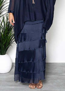 Fifi Silk Layer Skirt - Navy