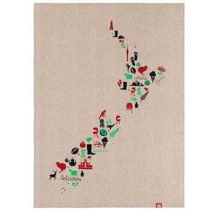 NZ Map Iconic Tea Towel