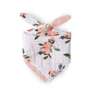 Little Unicorn Cotton Muslin Reversible Bandana Bib - Watercolour Roses