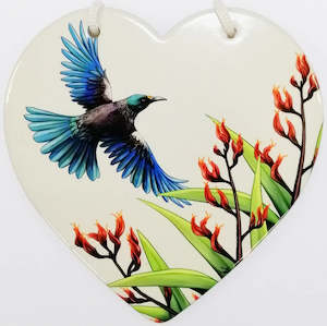 Internet only: Tui in Flight Ceramic Heart Wall Hanging