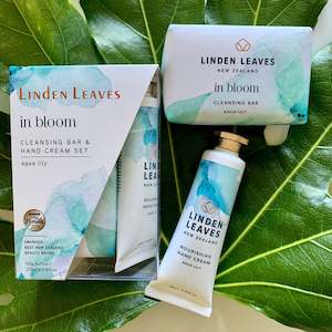 Internet only: Linden Leaves Aqua Lily Hand Cream & Cleansing Bar Set