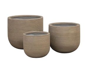 Excalibur: Excalibur Ficonstone Horizontal Stripe Low Round Pot Set (3)