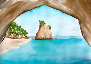 Watercolour Cathedral Cove | 26/02/2025 - Lone Star, Whangarei