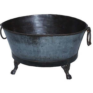 Furniture: Original Iron Planter with Ornate Legs